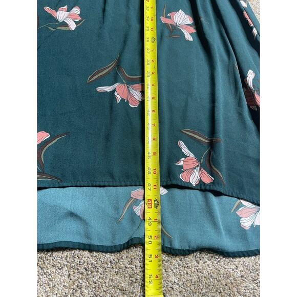 Ava & Viv Women's Dress Size X Hunter Green Floral Boho Cinch Waist Keyhole - Picture 5 of 6